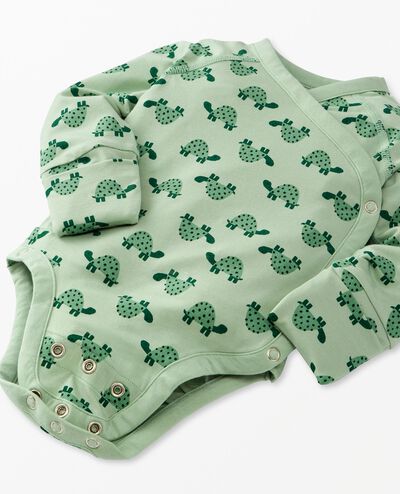 Baby Layette  Wrap Top & Wiggle Pants in HannaSoft™ in Mini Turtle on Seafoam - main