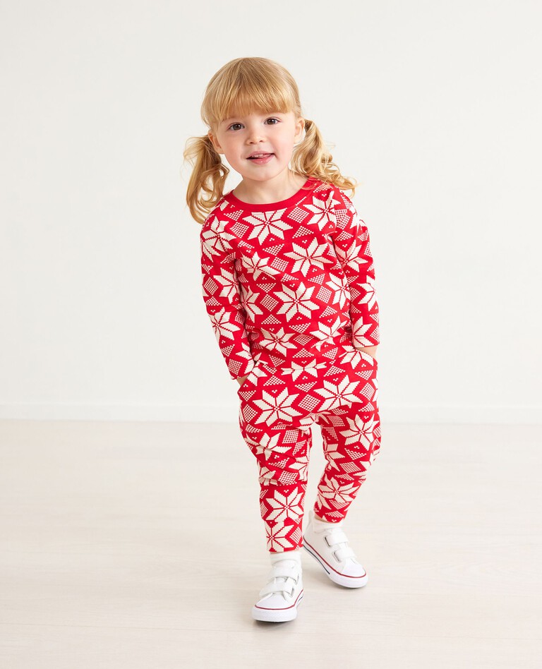 Baby Print Knit Jogger In Combed Cotton in Scandi Snowflake - main