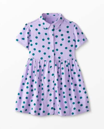 Short Sleeve Shirt Dress with Pockets in Small Spots on Sweet Lavender - main