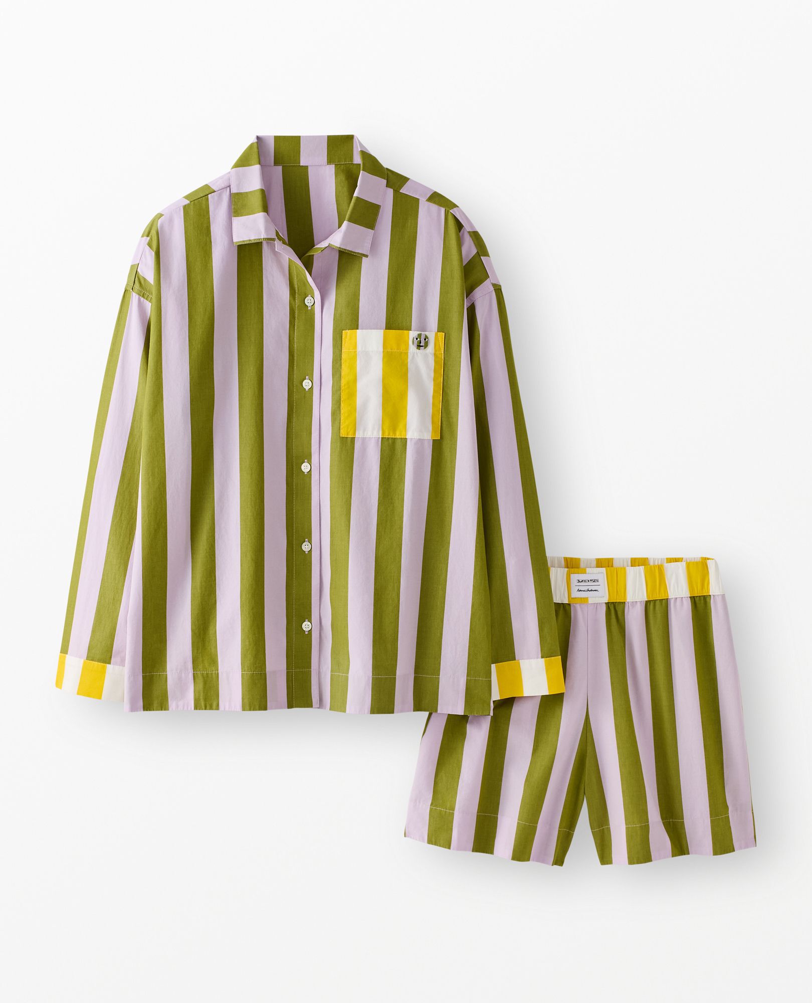 Women's Dusen Dusen Long Sleeve Poplin Pajama Set in Sea Stripe - main