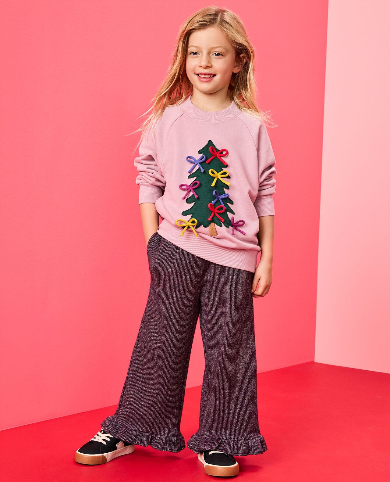 Sparkle Wide Leg Pants in Currant Purple - main