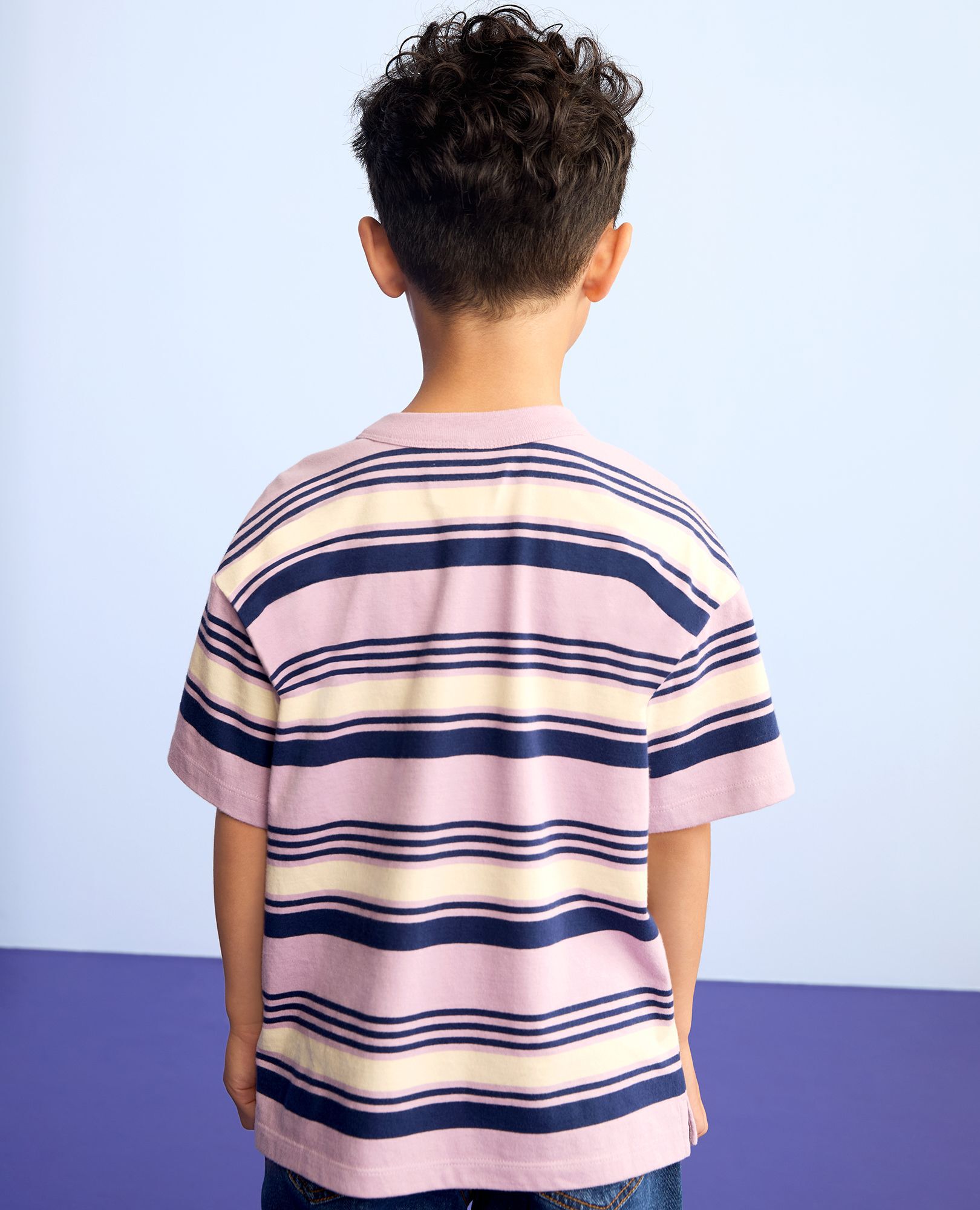 Oversized T-Shirt in Lavender Mist/Navy Blue/ Almond Oil - main