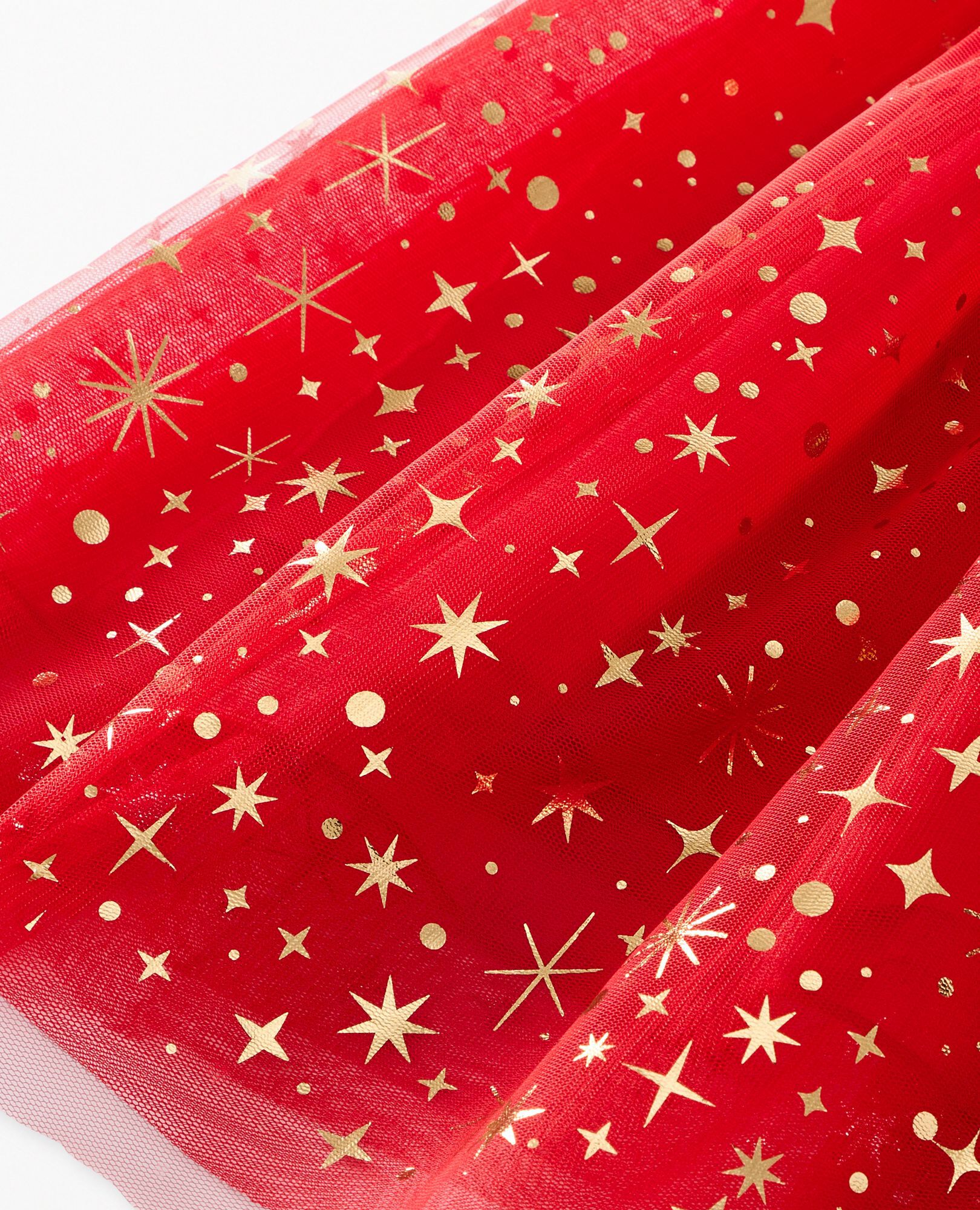 Long Sleeve Shimmer Tulle Dress in Ribbon Red - main