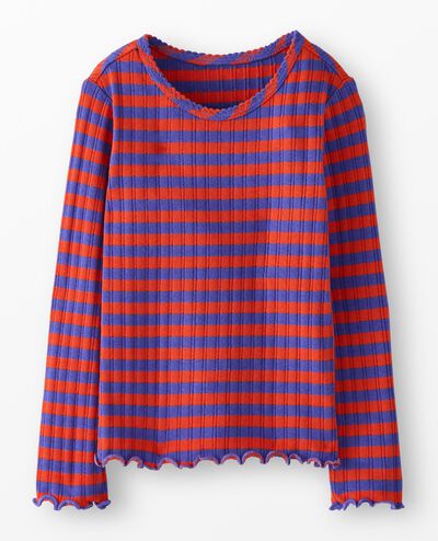Long Sleeve Pointelle Top in Electric Purple/Grenadine - main