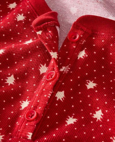 Women's Holiday Long Sleeve Waffle Henley Pajama Set in Red Forest - main