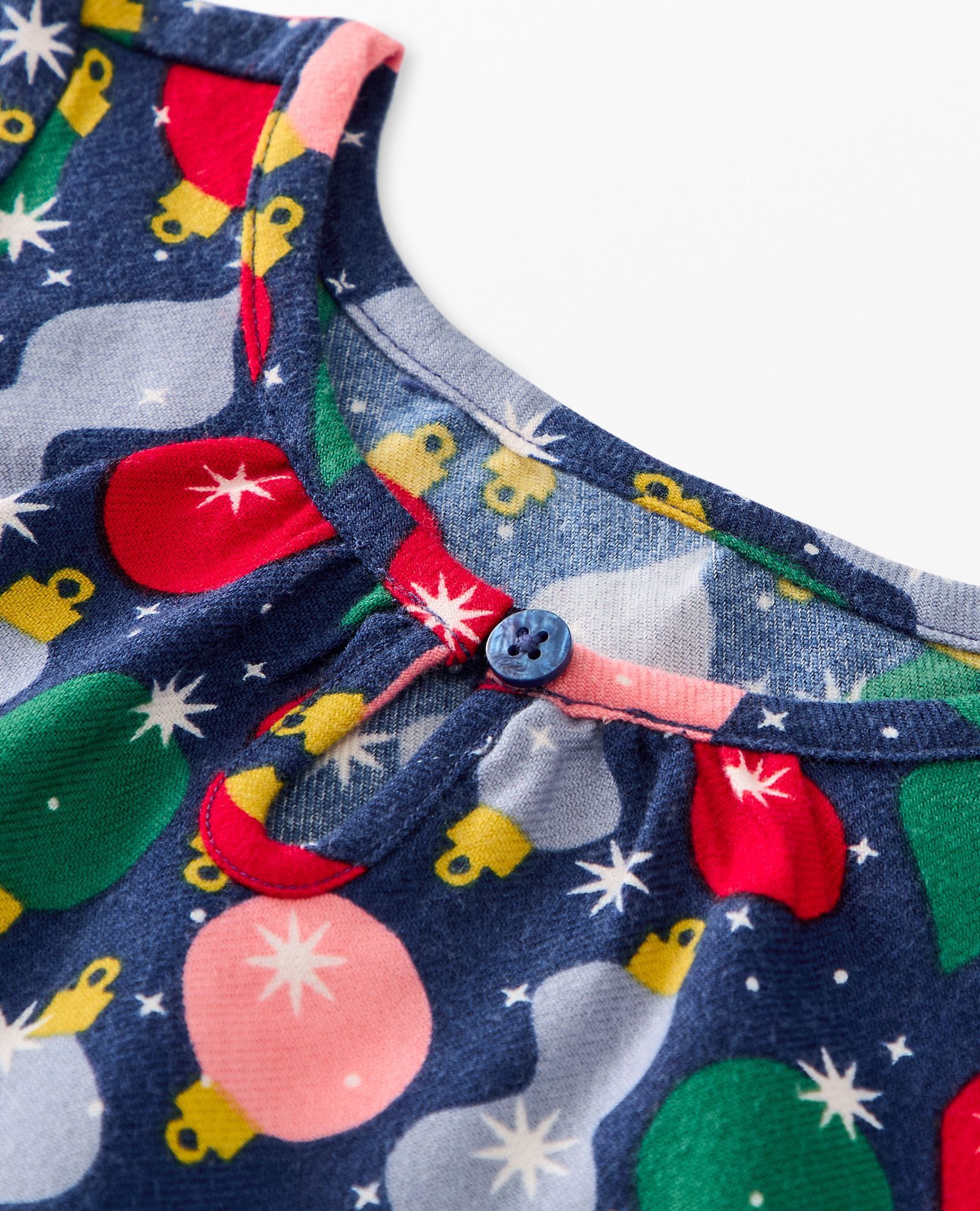 Kids Holiday Flannel Nightgown in Shiny Bright Ornaments - main