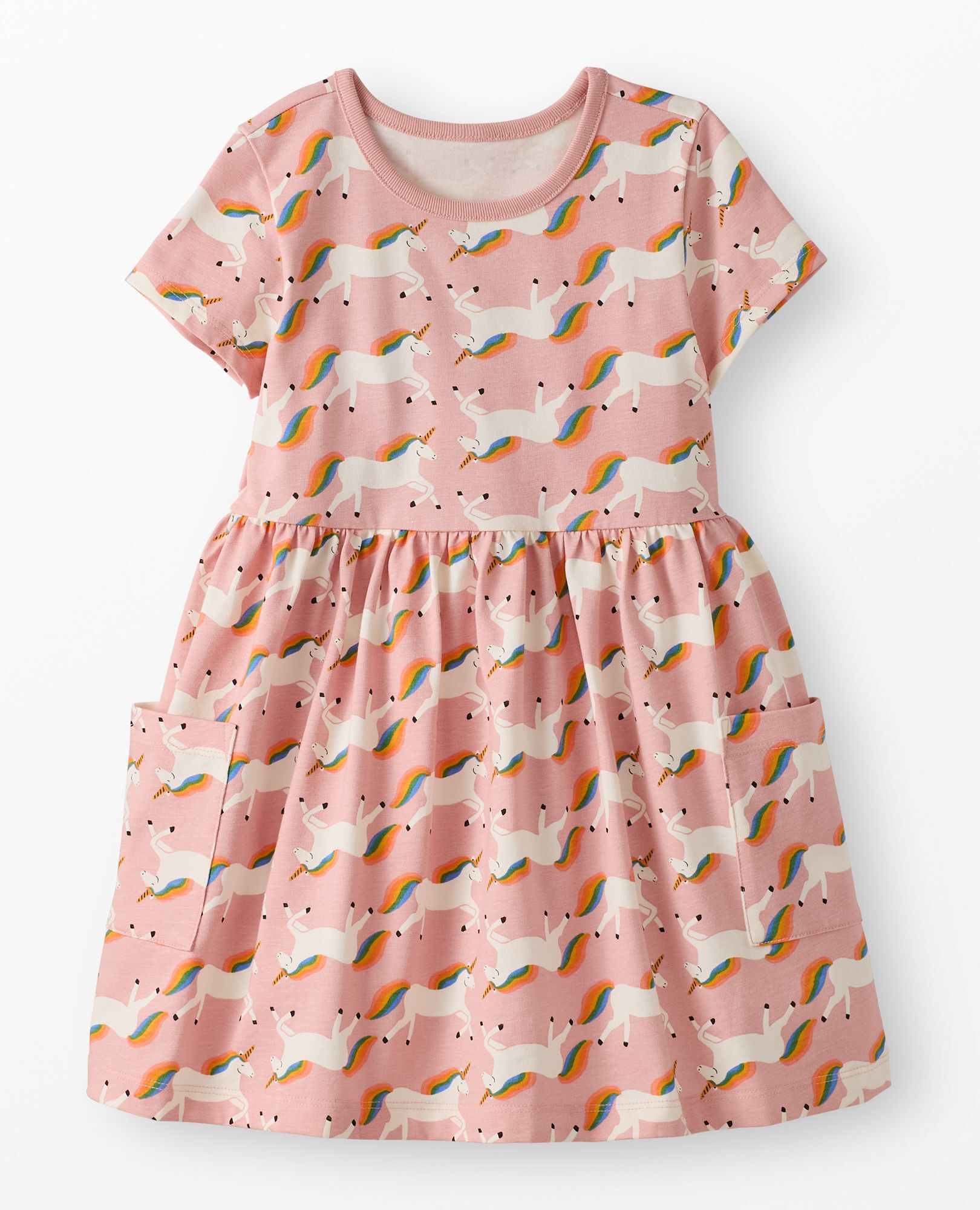 Playground Dress with Pockets in Unicorn on Pink - main