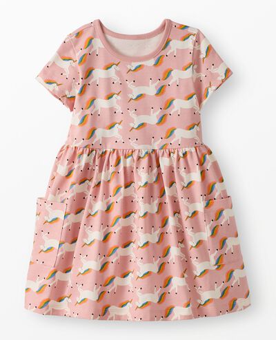 Playground Dress with Pockets in Unicorn on Pink - main