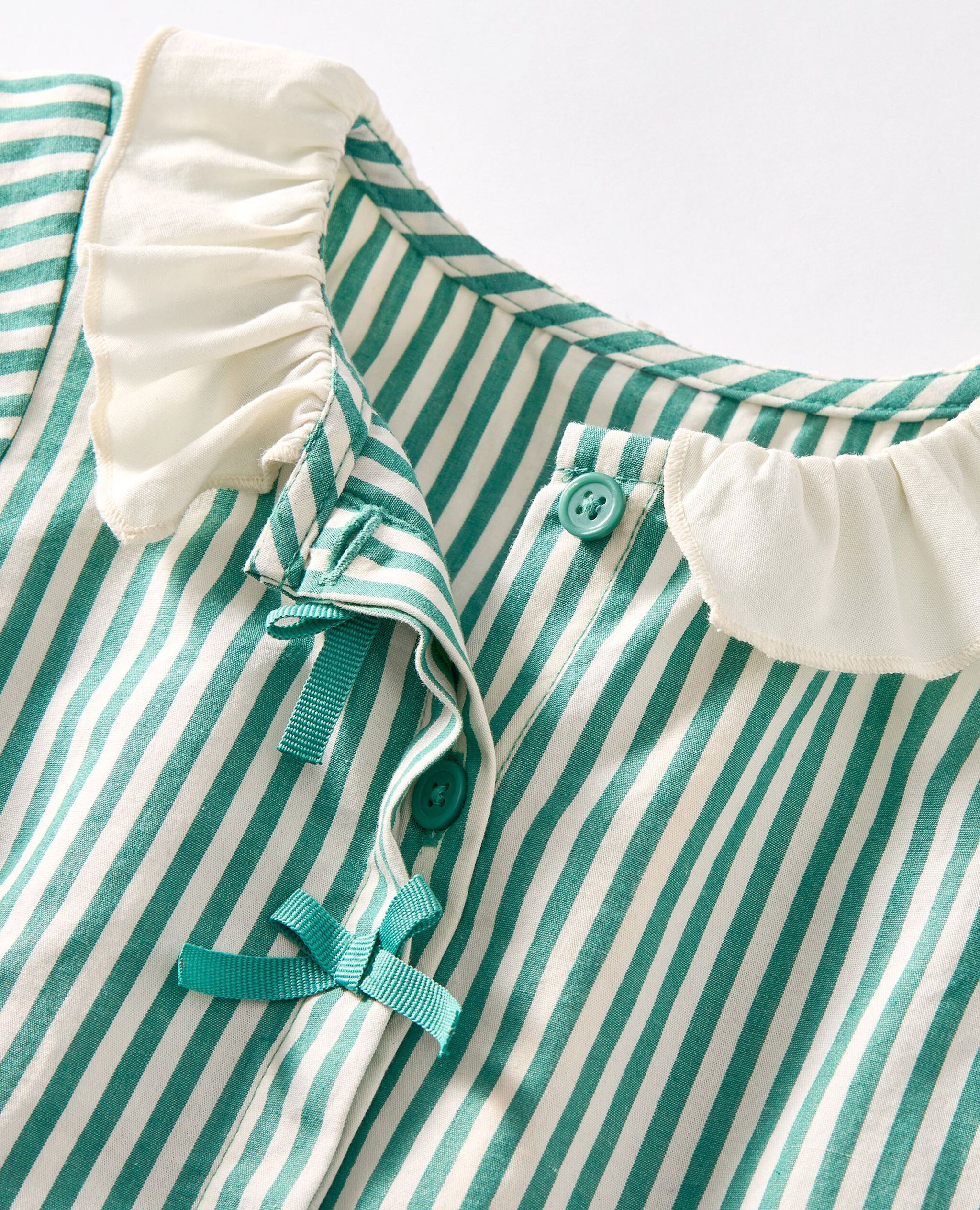 Long Sleeve Poplin Top & Pants Set in Fir Tree/Ecru - main