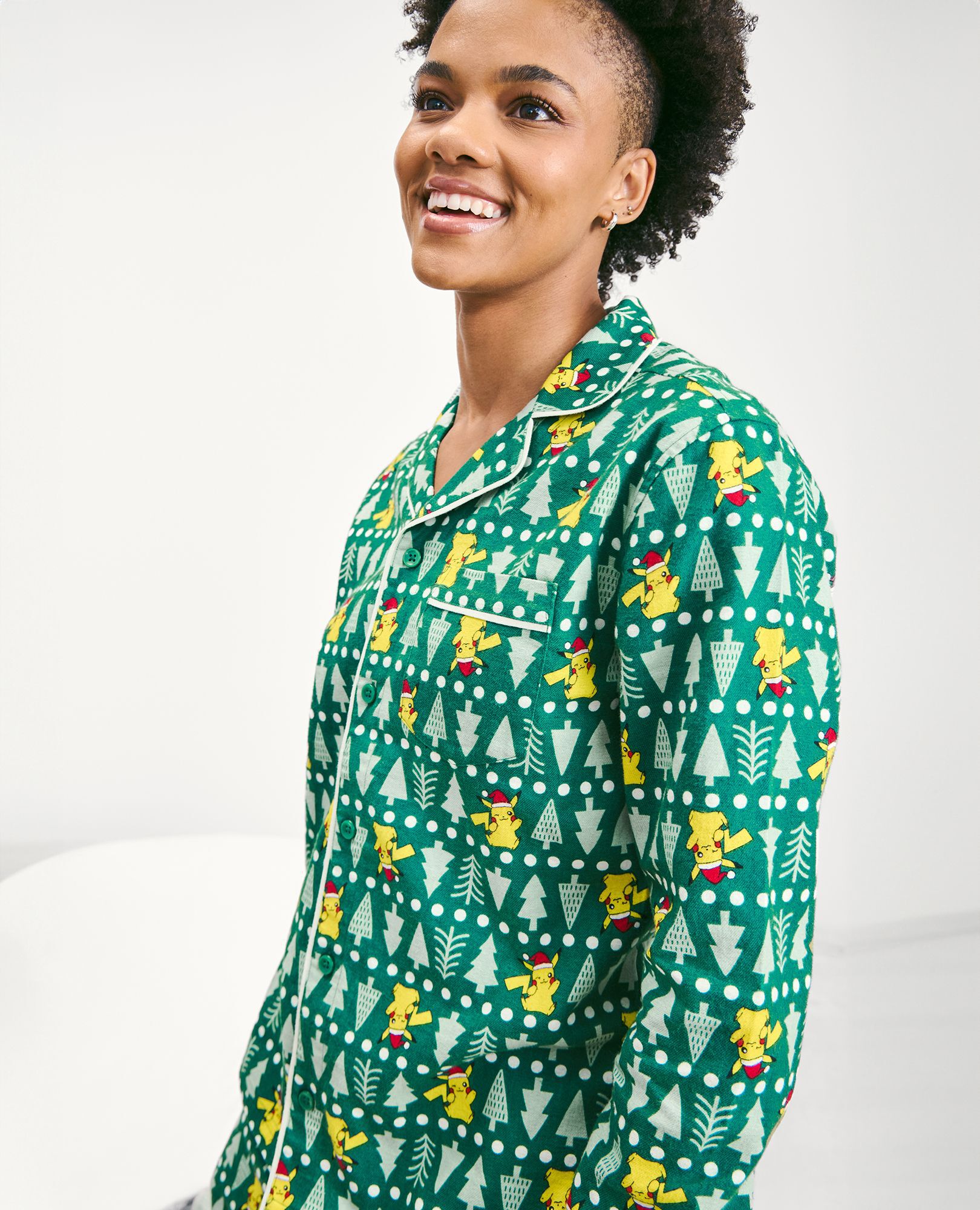Adult Pokemon Holiday Flannel Pajama Top