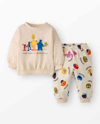 Sesame Street French Terry Sweatshirt & Sweatpants Set in Sesame Street Feelings on Ecru - main
