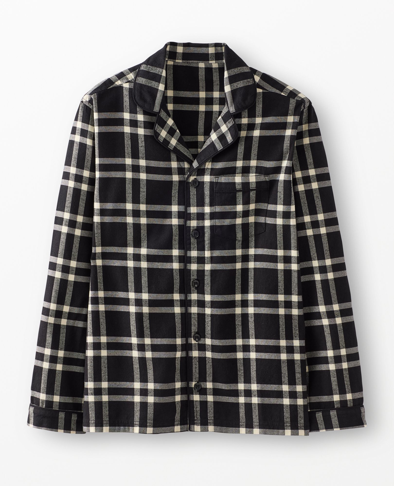 Adult Holiday Flannel Pajama Top in Black Tonal Plaid - main