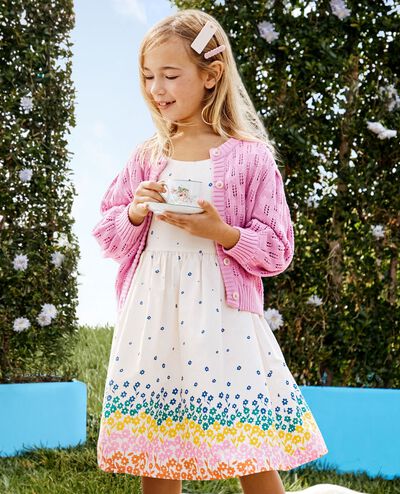 Ruffle Sleeve Poplin Dress in Signs of Spring on Ecru - main