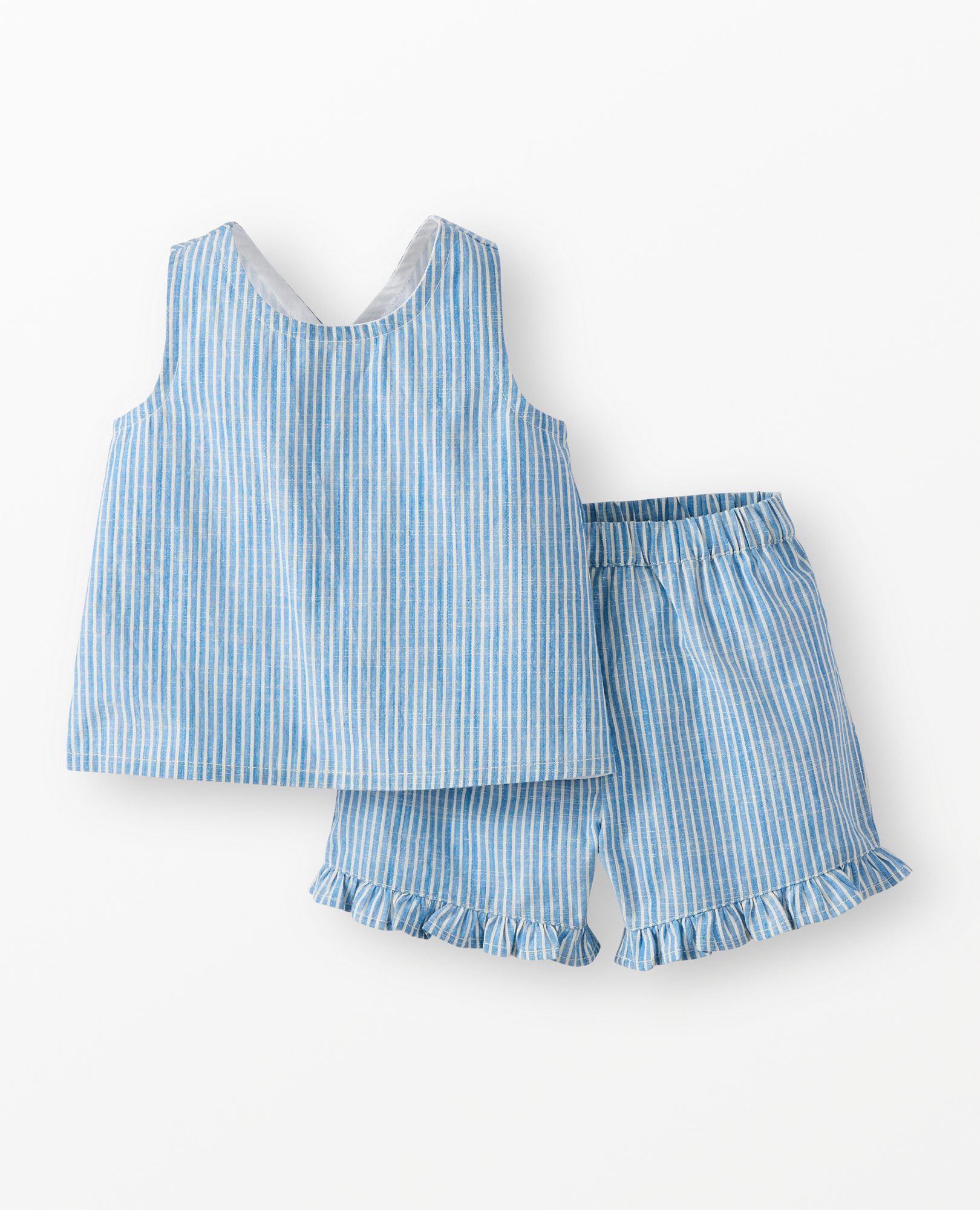 Baby Poplin Crossback Top & Shorts Set in Swedish Sky/Ecru - main
