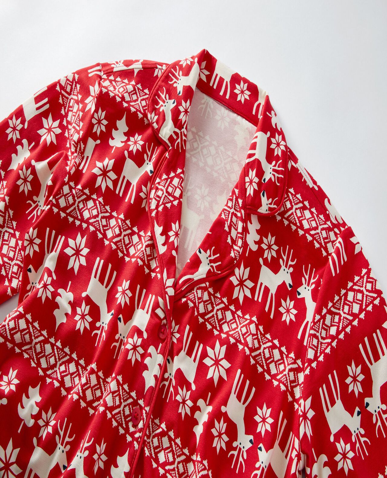 Women's Holiday Long Sleeve HannaSoft™ Pajama Set in Dear Deer on Ribbon Red - main