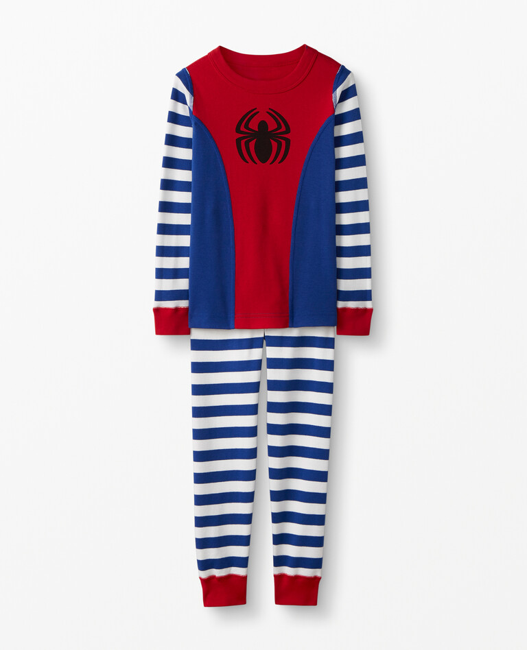 Marvel Spider-Man Long John Pajamas in Deep Blue Sea/Hanna Red - main