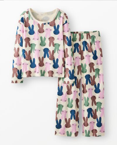 Women's Easter Wide Leg Pajama Set in Multi Bunnies - main