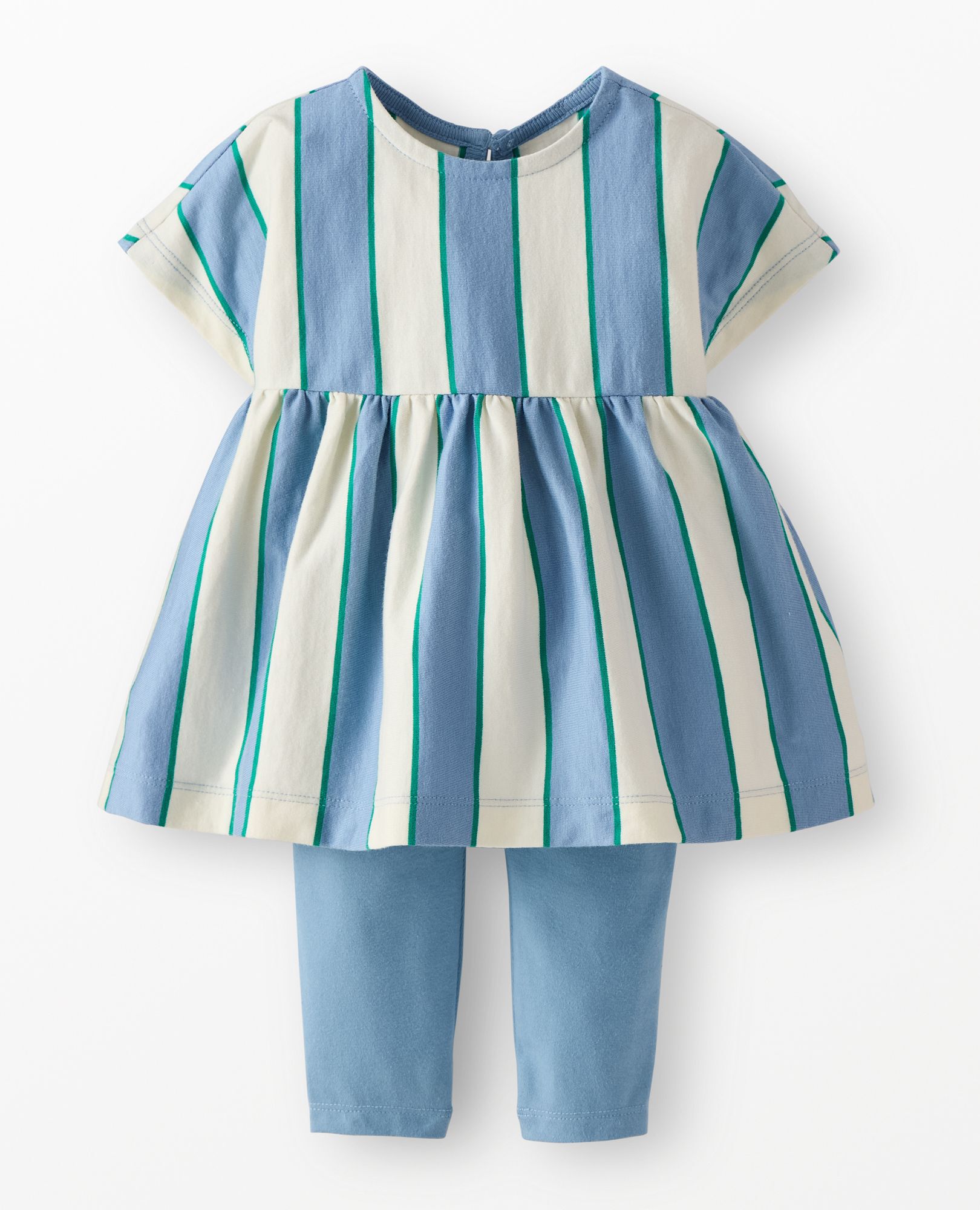 Baby Dolman Sleeve Dress & Leggings Set in Forever Blue/Ecru - main