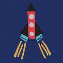 Long Sleeve Relaxed Fit Graphic T-Shirt in Rocket on Navy - swatch