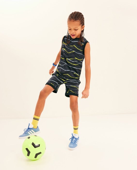 Boys' Painted Hills On Soft Black Active Printed Tank - Size Big Kids 12 by Hanna Andersson