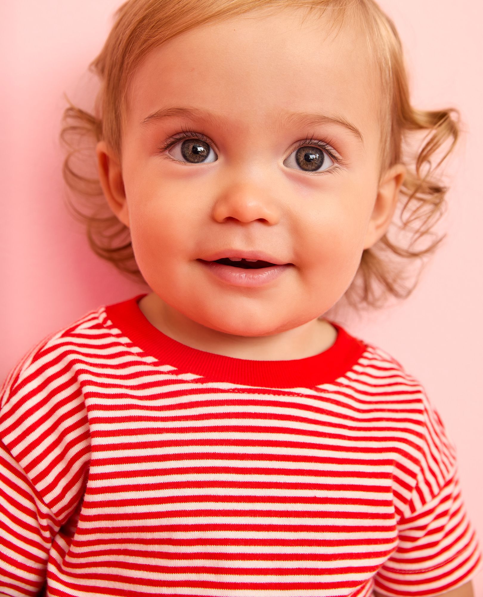 Baby Striped T-Shirt & Shorts Set in Tangy Red/Ecru - main