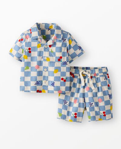 Baby Poplin Button Up Shirt & Shorts Set in Fruit Party - main