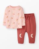 Baby Long Sleeve T-Shirt & French Terry Pants Set in Sun, Moon and Stars on Pink Cream - main