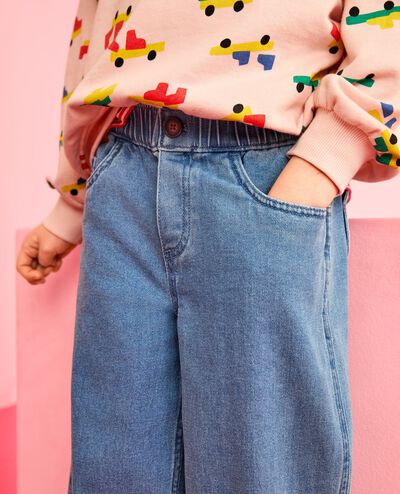Denim Heart Pocket Barrel Pants in Light Denim Wash - main