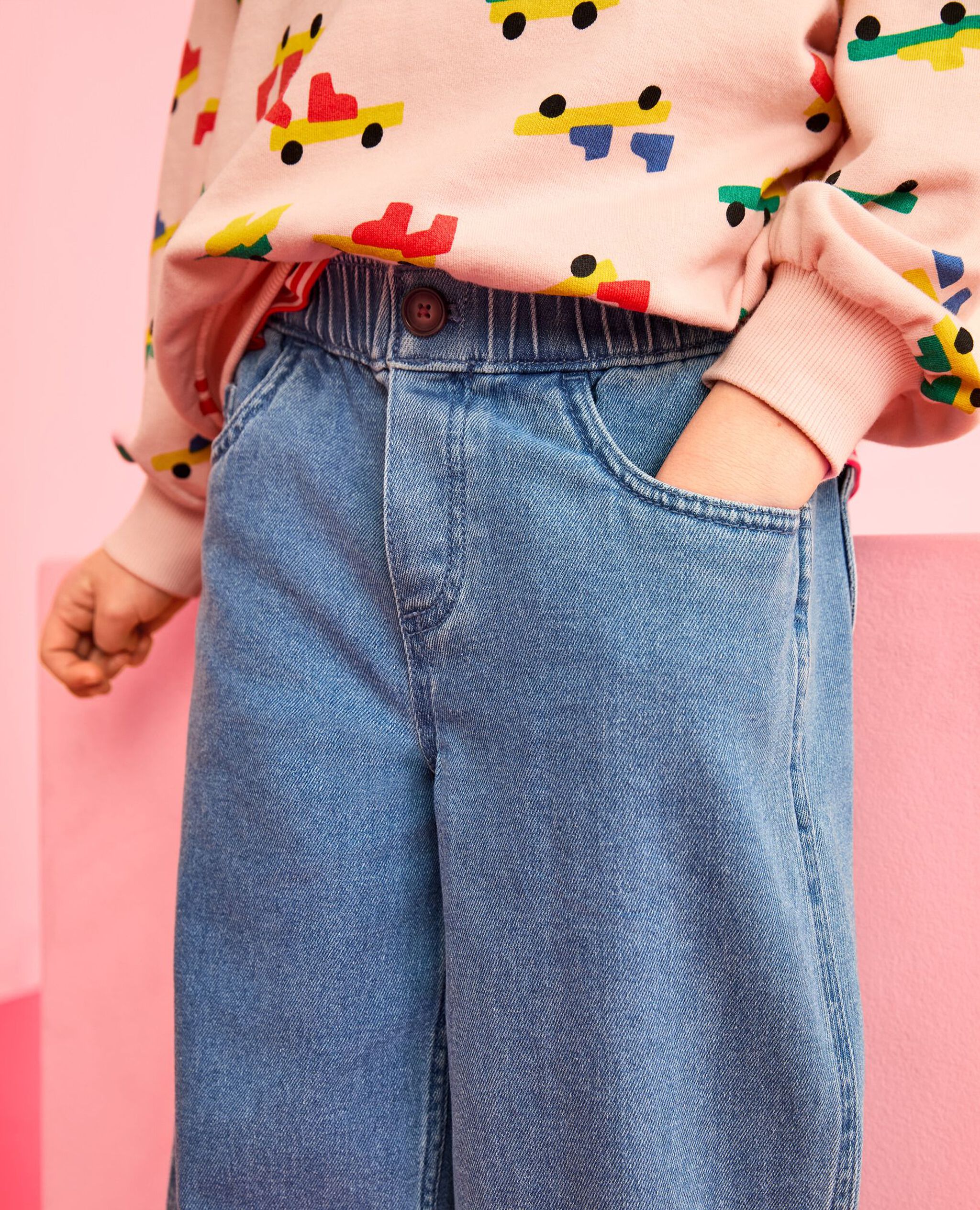Denim Heart Pocket Barrel Pants