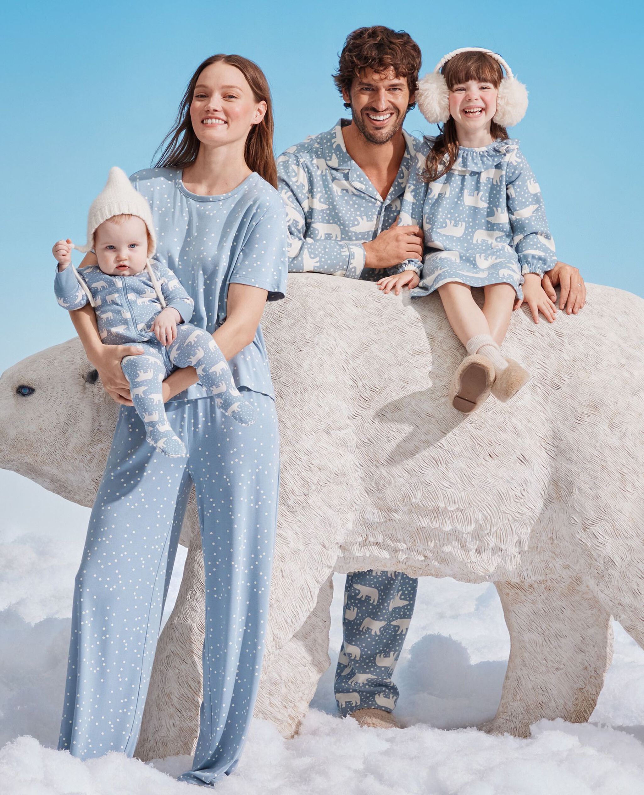 Adult Holiday Flannel Pajama Top in Snowy Polar Bear on North Air - main