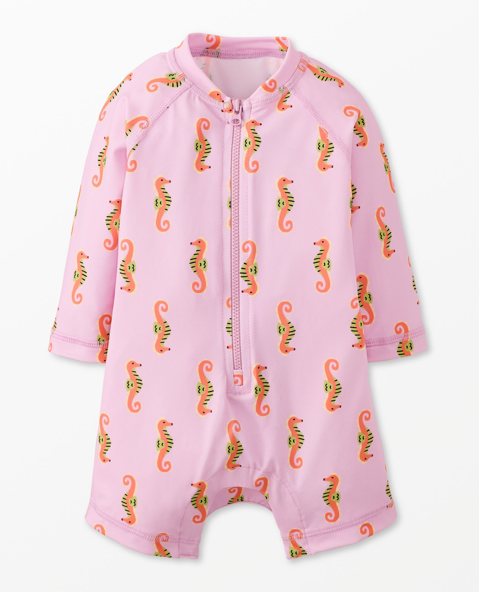 Baby Rashguard Swimsuit in Summer the Seahorse on Tea Rose - main