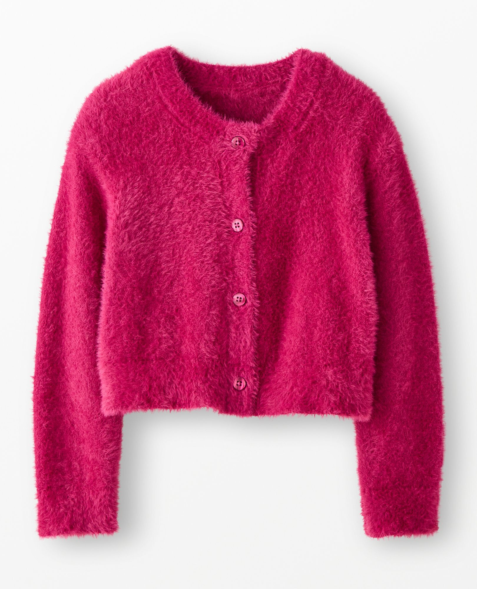 Cropped Feather Cardigan in Raspberry - main