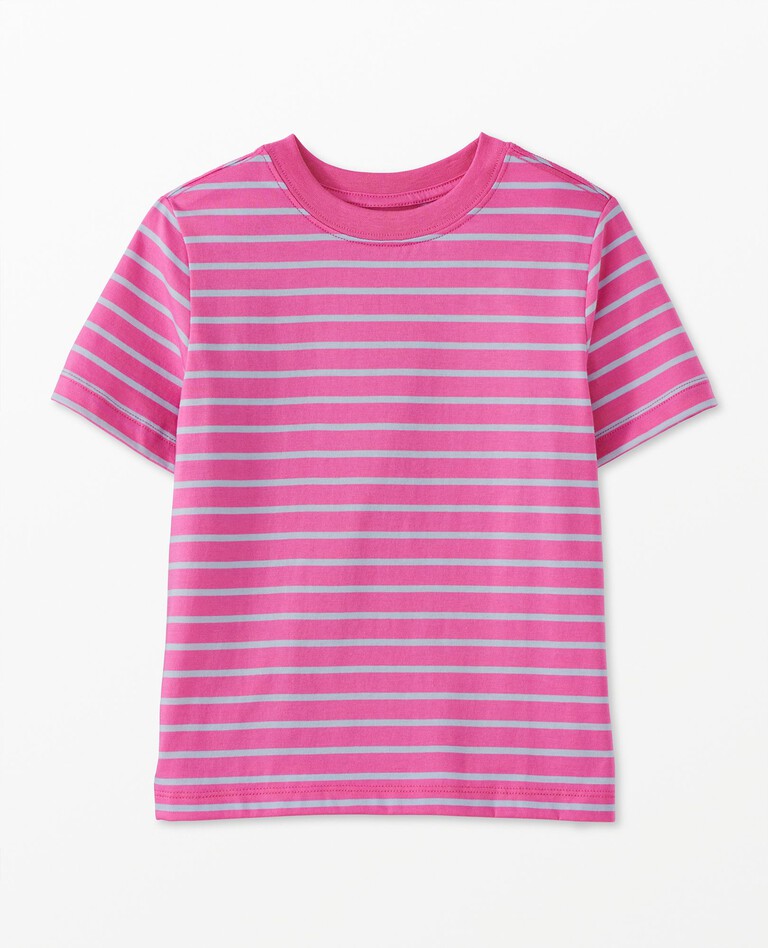 Relaxed Fit Striped T-Shirt in Pink Flash/Powder Blue - main