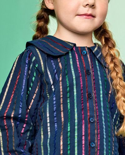 Long Sleeve Rainbow Stripe Top & Wide Leg Pants Set in Sparkle Stripe on Navy - main
