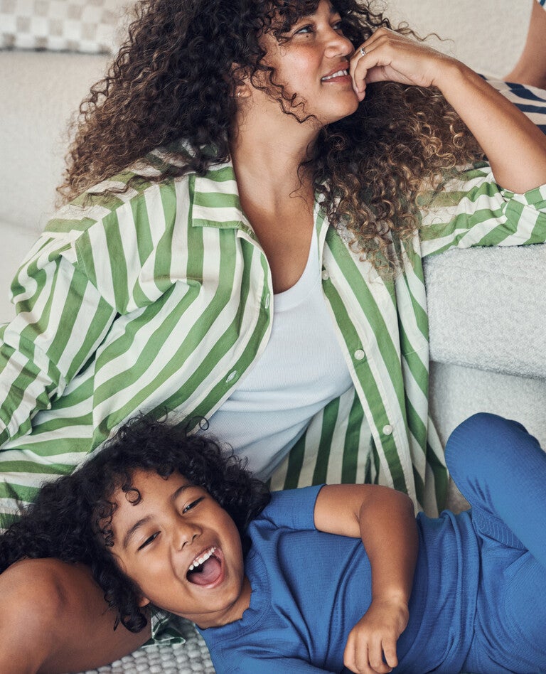 Poplin Striped Mix & Match Family Pajamas in  - main