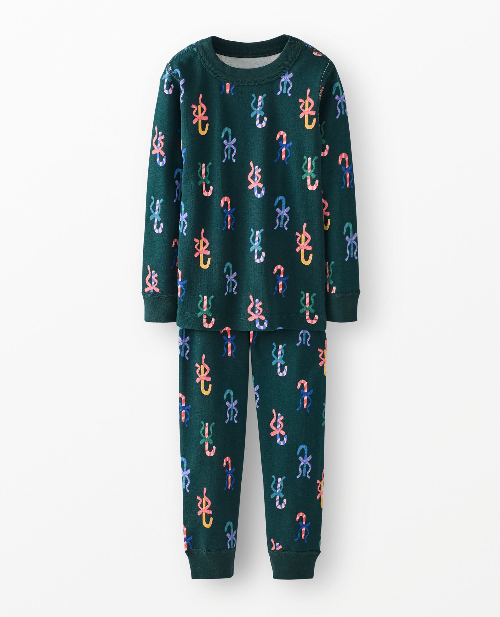 Holiday HannaJams™ Pajama Set in Cheerful Candy Canes on Green - main