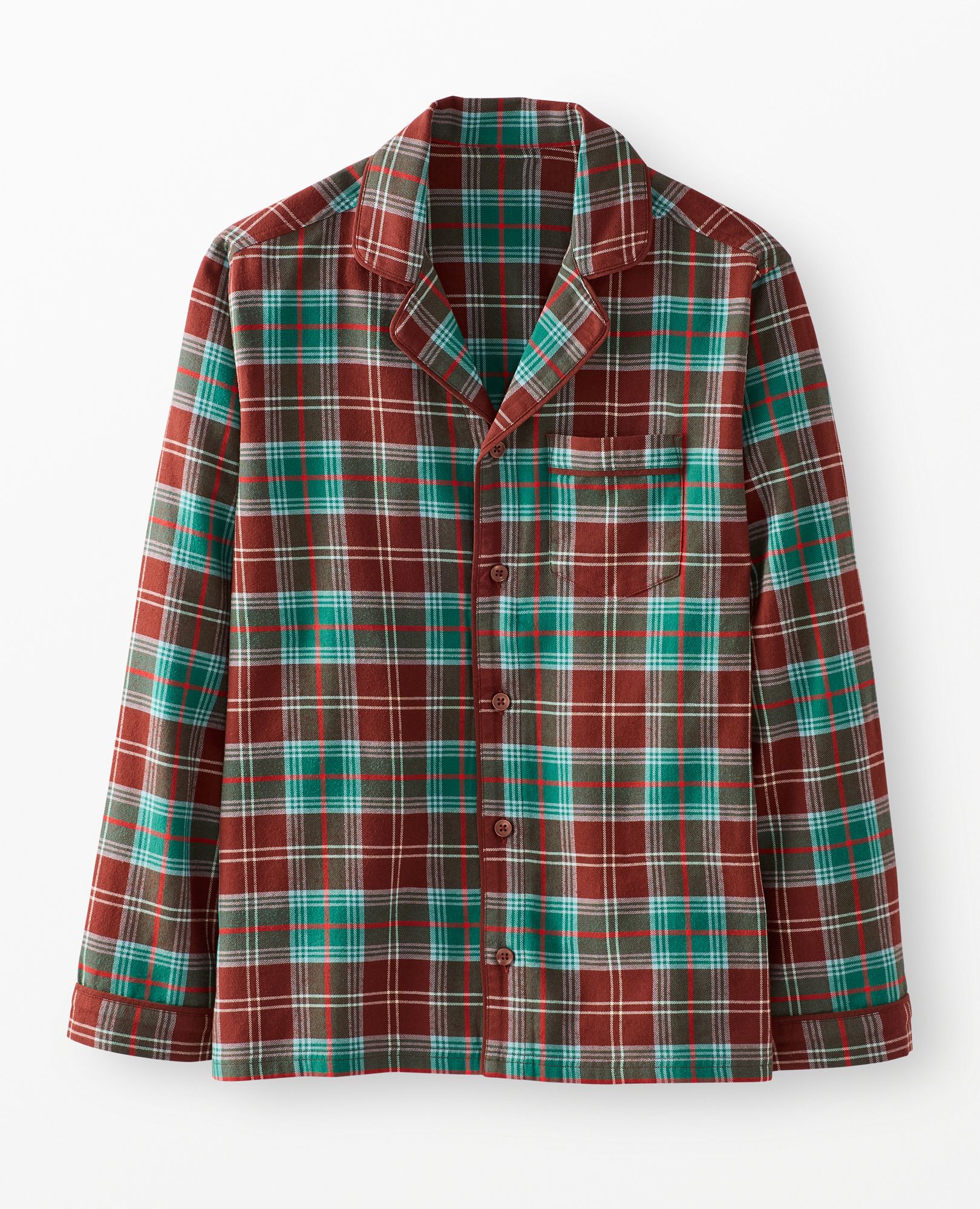 Adult Holiday Flannel Pajama Top in Harvest Plaid - main