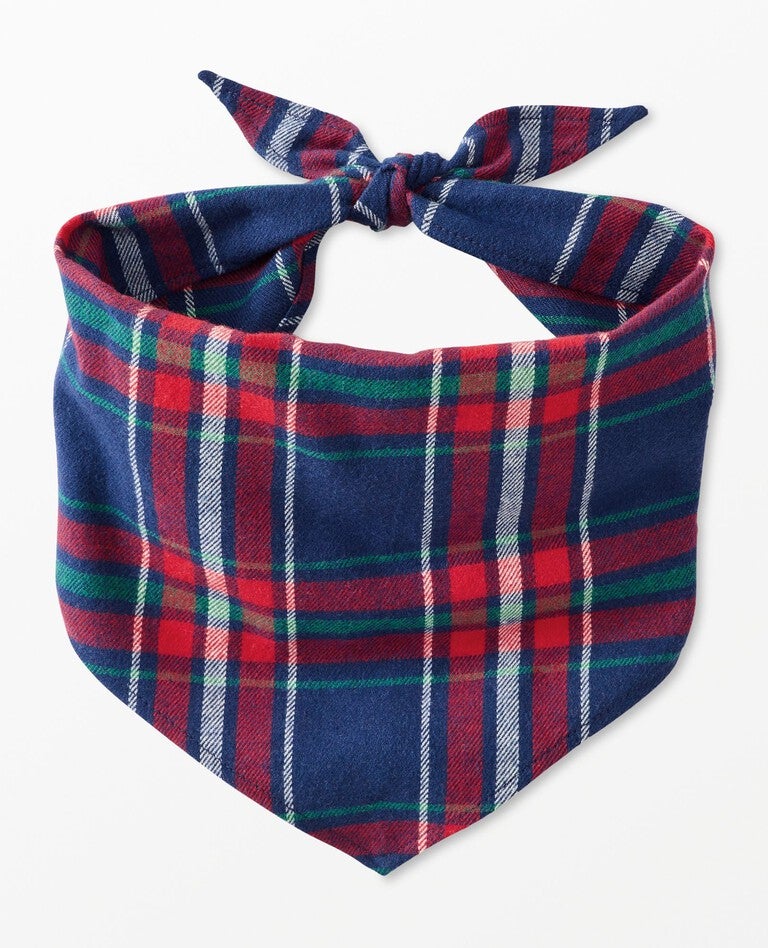 Flannel Dog Bandana in Navy Plaid - main