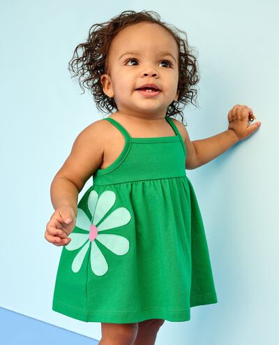 Baby Sleeveless Flower Dress & Bloomers Set in Island Green - main