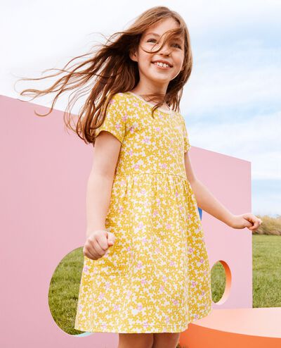 Playground Dress with Pockets in Scattered Daisies on Ecru - main