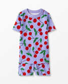 Short John Pajamas In Organic Cotton in Cherry Cheer - main