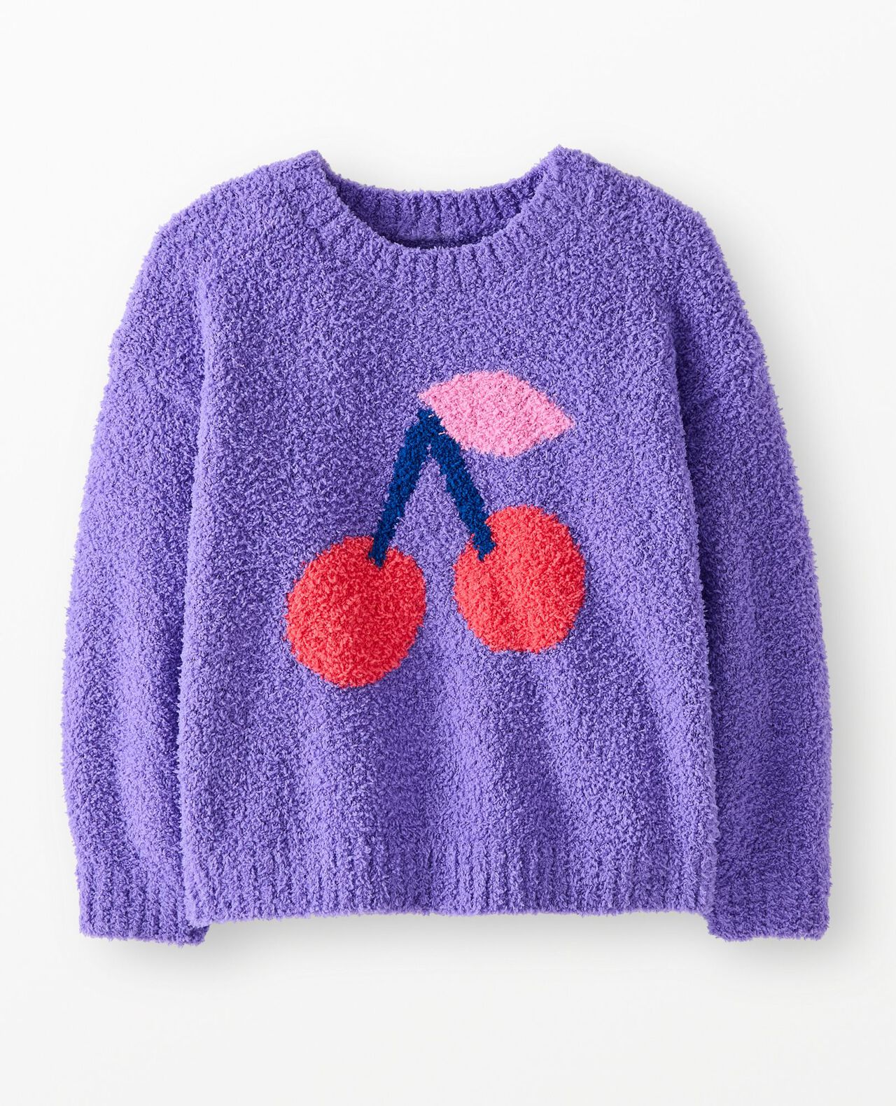 Marshmallow Graphic Sweater in Cherries on Electric Purple - main