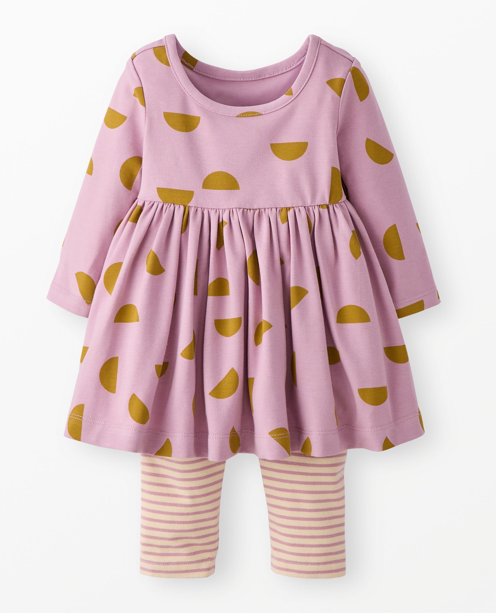Baby Long Sleeve Skater Dress & Leggings Set in Half Moons on Cosmic Purple - main