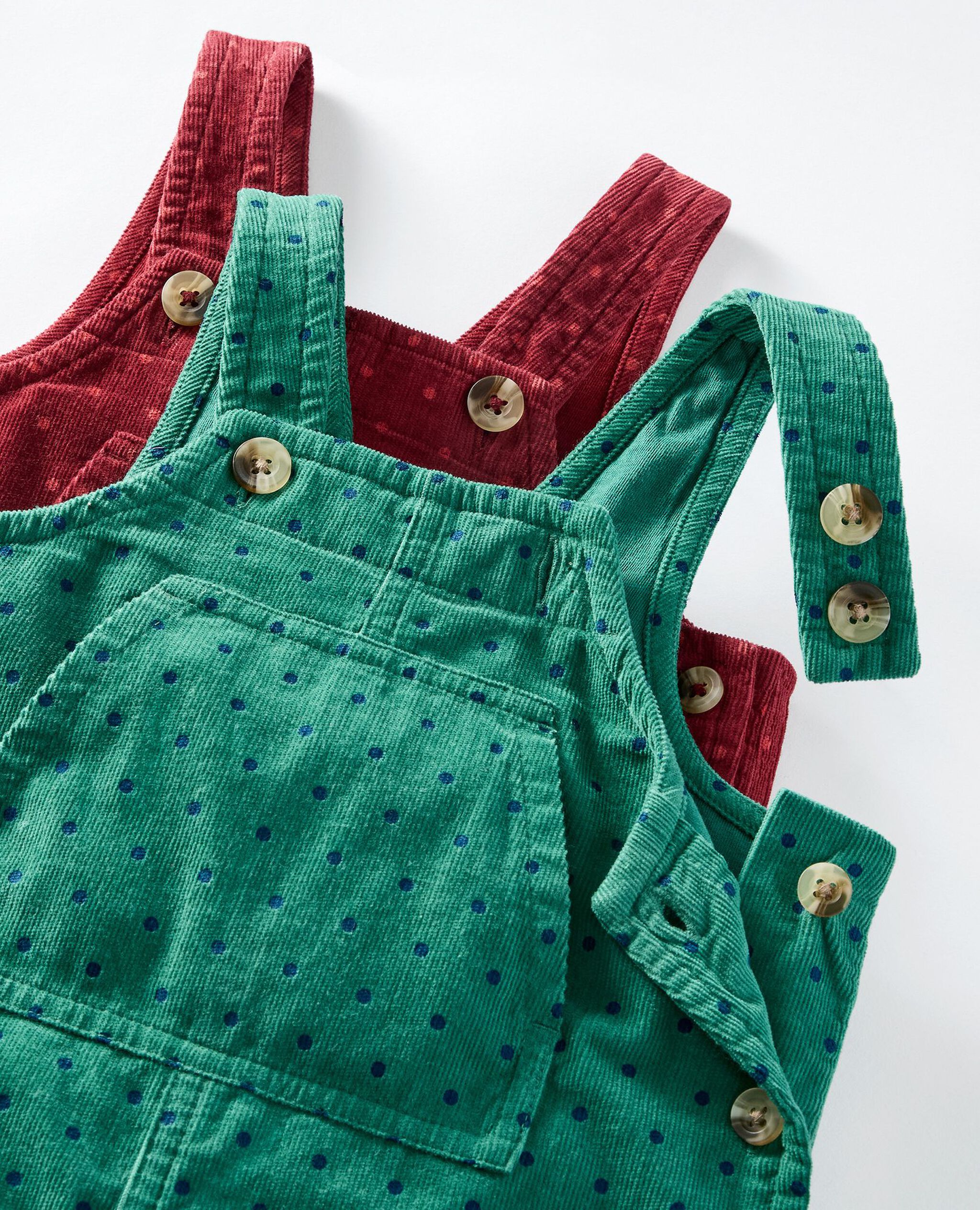 Baby Corduroy Overalls in Tiny Dots on Fir Tree - main