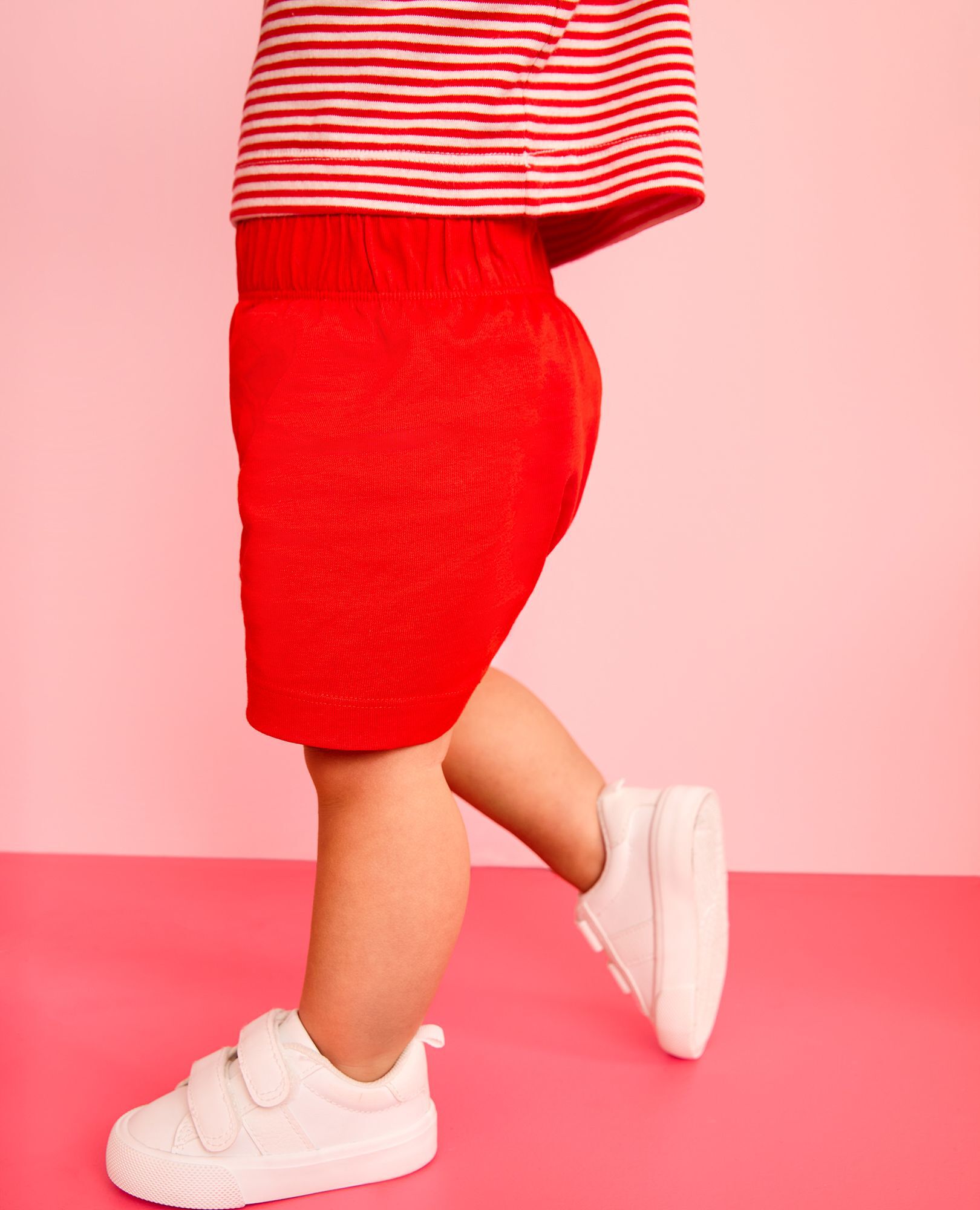 Baby Striped T-Shirt & Shorts Set in Tangy Red/Ecru - main