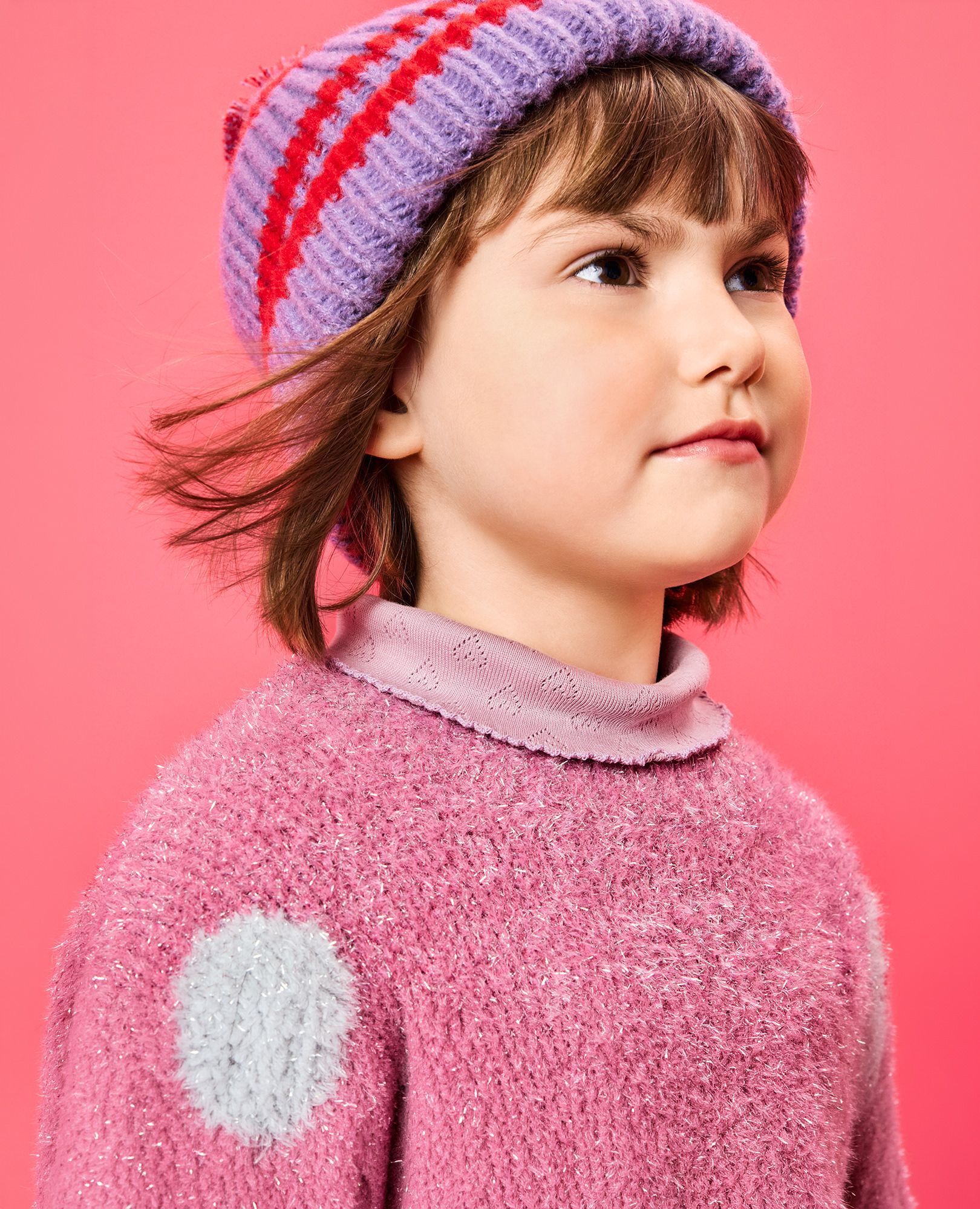 Sparkle Dot Sweater & Wide Leg Pants Set in Sparkle Dot on Fuchsia Pink - main