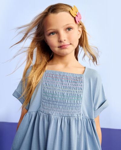Dolman Sleeve Smocked Dress with Pockets in Forever Blue - main