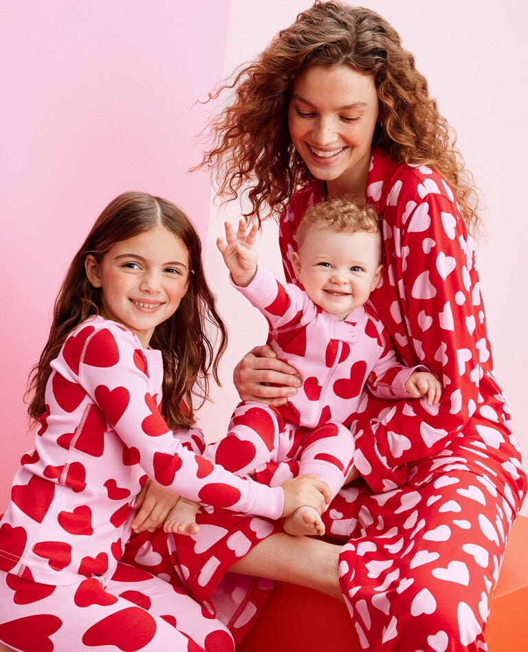 Valentine's Artful Hearts Mommy & Me Pajamas in  - main