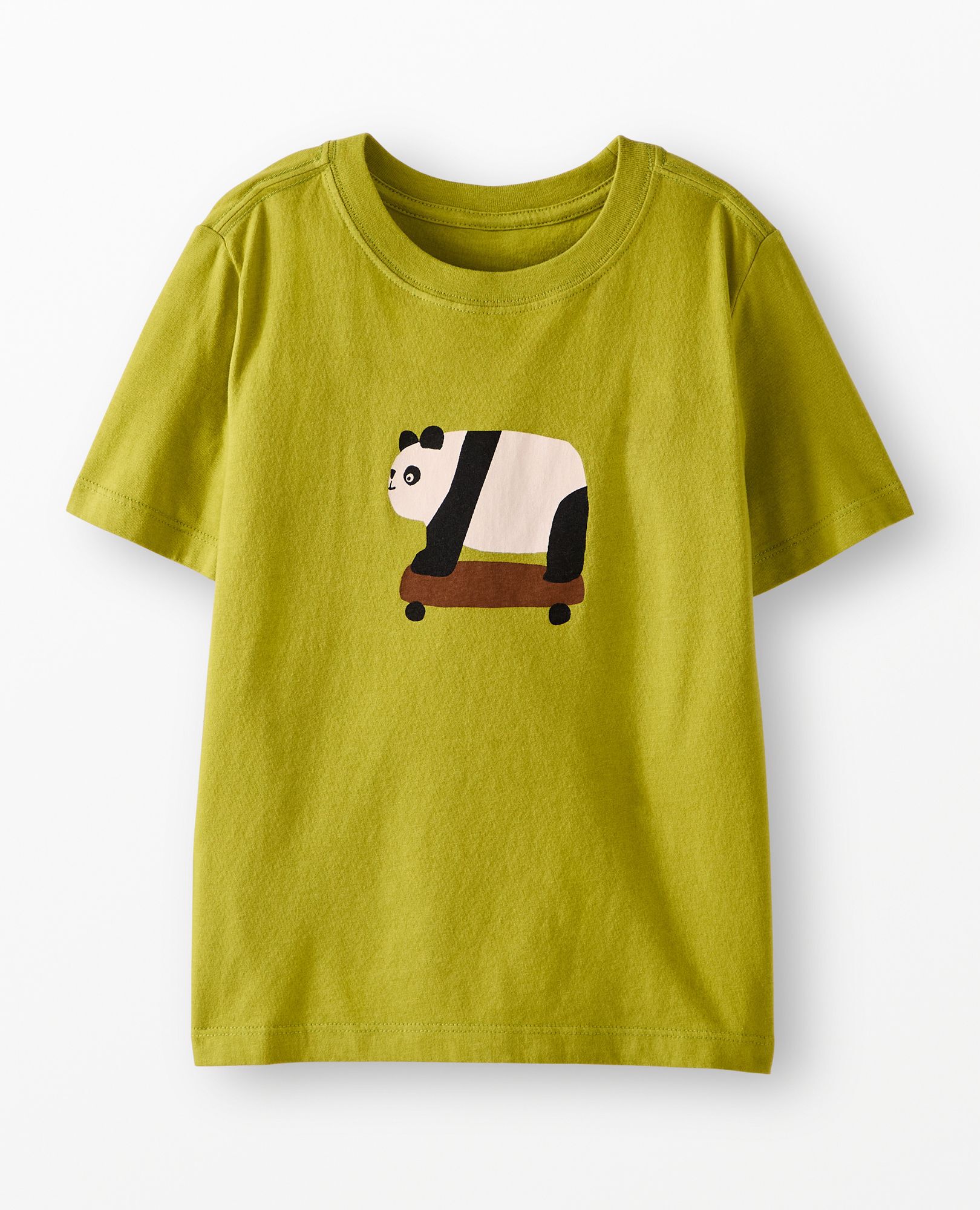 Relaxed Fit Graphic T-Shirt in Skateboarding Panda on Lime Beam - main