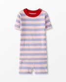 Short John Pajamas In Organic Cotton in Petal Pink/Sweet Lavender - main